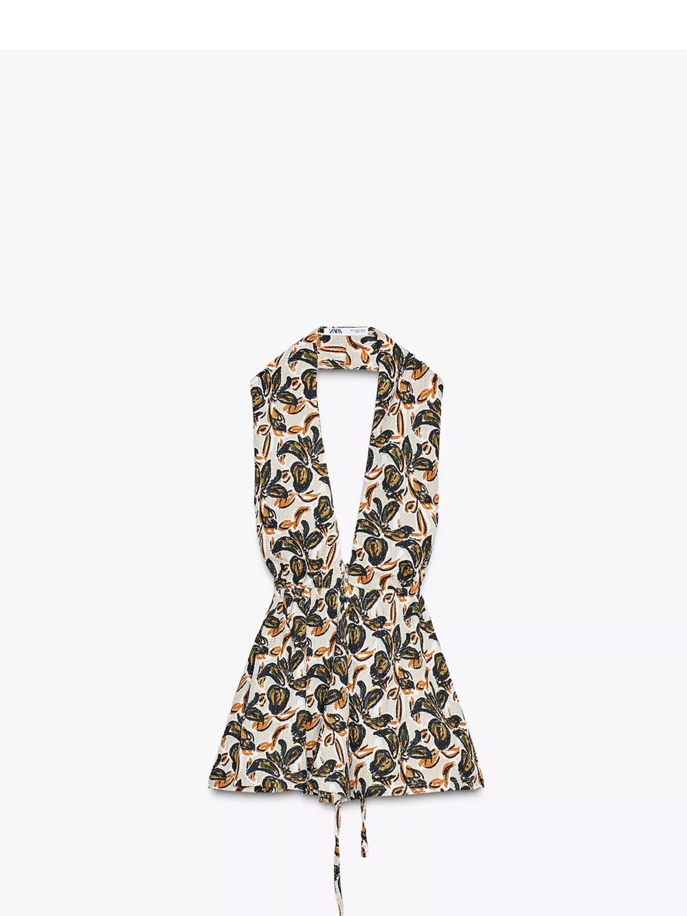 Zara White Floral Halter with Wide Leg Pants Matching Set